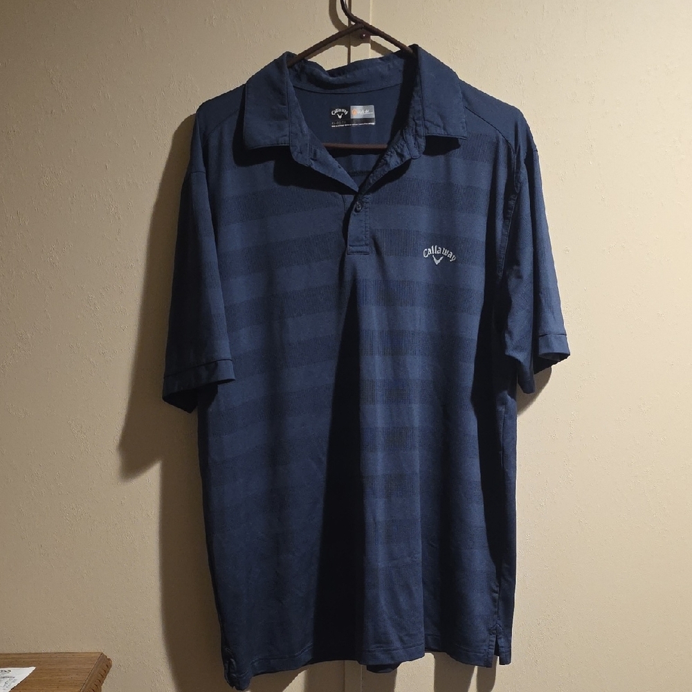 Callaway Men's Navy Striped Polo Shirt XL